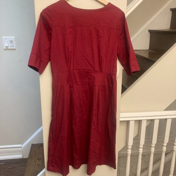 COPY--Simple Garnet Red Cotton Dress - Picture 1 of 4